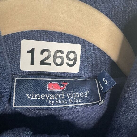 VINEYARD VINES Vest size Small S Men's Blue Fleece Full Zip Up Quilted HighNeck - Picture 3 of 7